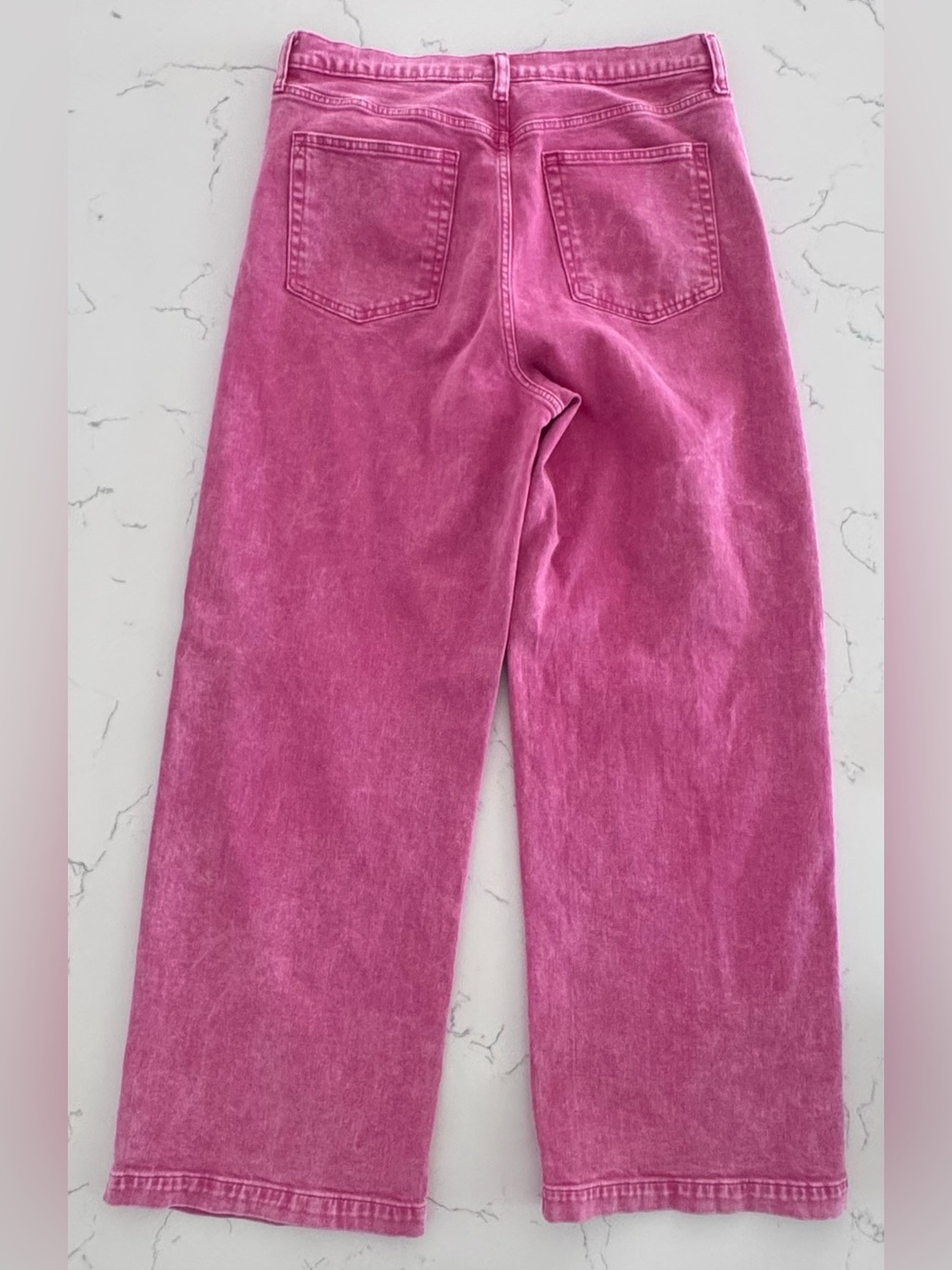 Gap High Rise Stride Ankle Jeans 32/14 Tall Pink Wide Leg Acid Wash Streetwear - Picture 4 of 9